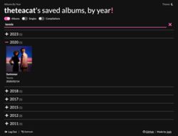 A screenshot of albumsbyyear.rainosullivan.com